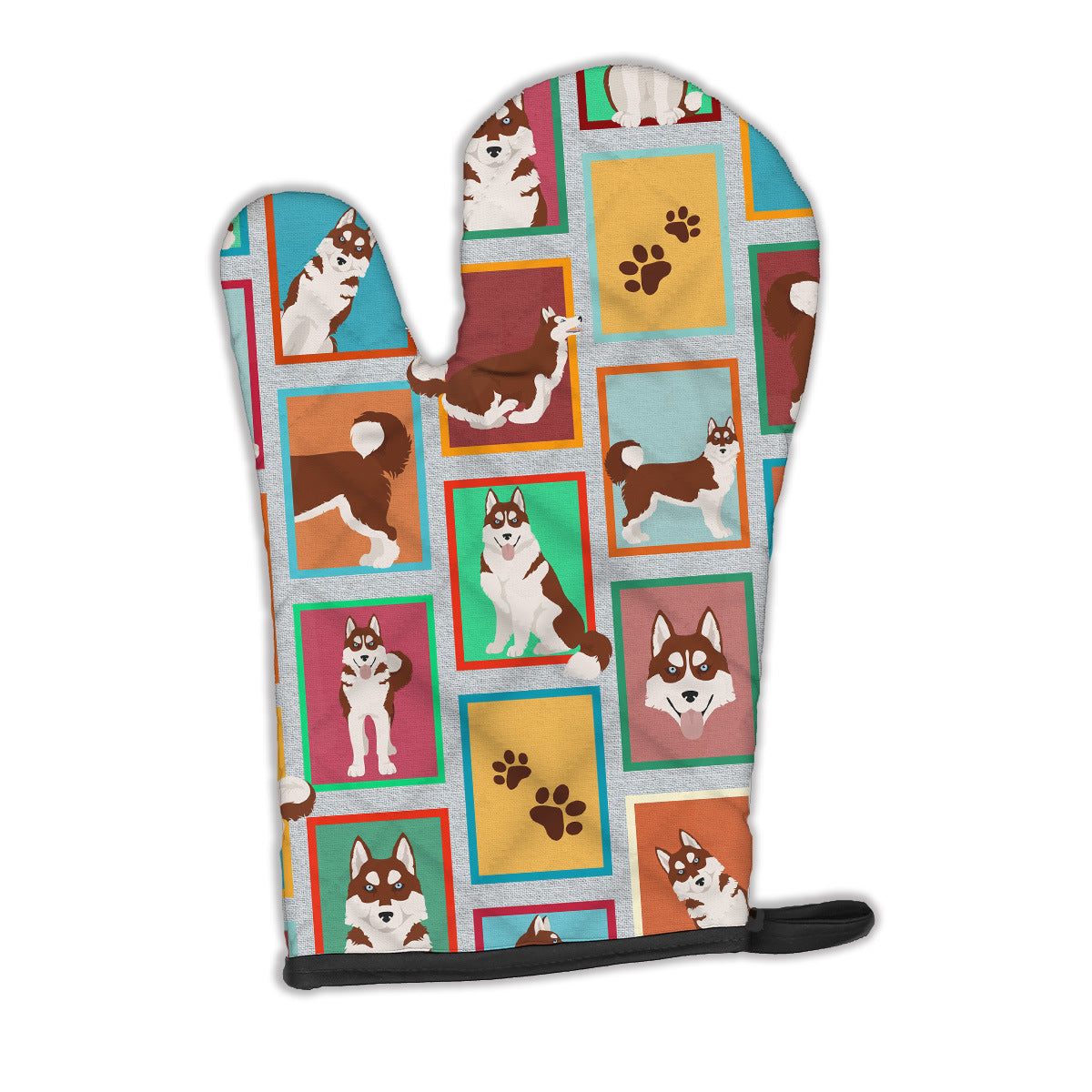 Lots of Red Siberian Husky Oven Mitt Heat Resistant Thick Oven Mitt for Hot Pans and Oven, Kitchen Mitt Protect Hands, Cooking Baking Glove