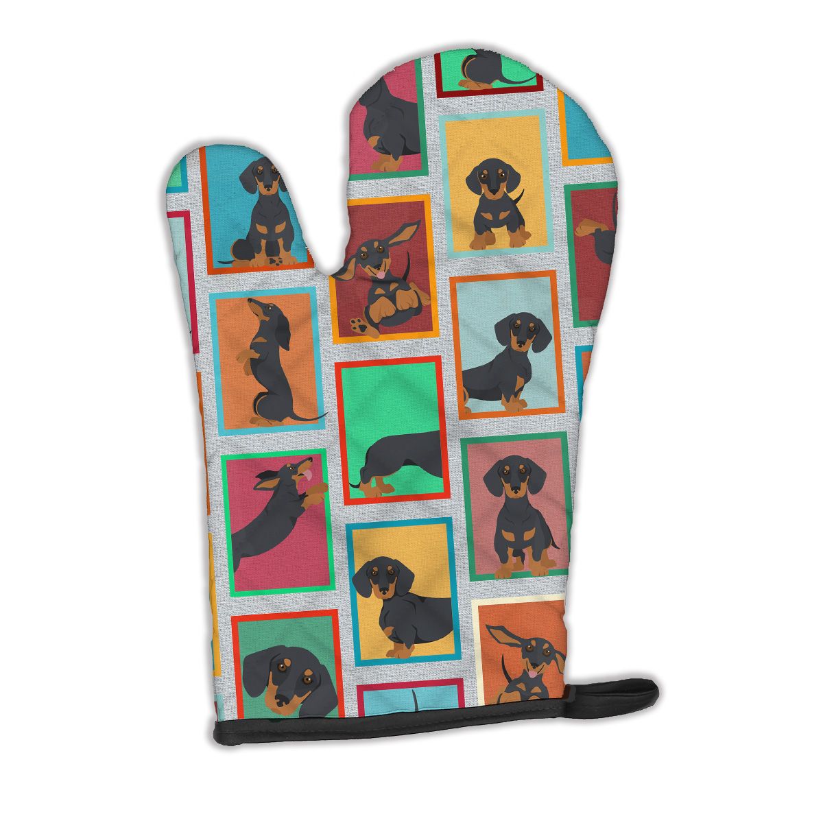 Lots of Black and Tan Dachshund Oven Mitt Heat Resistant Thick Oven Mitt for Hot Pans and Oven, Kitchen Mitt Protect Hands, Cooking Baking Glove