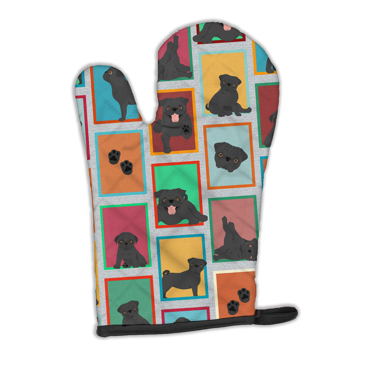 Lots of Black Pug Oven Mitt Heat Resistant Thick Oven Mitt for Hot Pans and Oven, Kitchen Mitt Protect Hands, Cooking Baking Glove