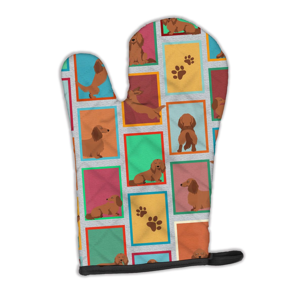 Lots of Longhaired Red Dachshund Oven Mitt Heat Resistant Thick Oven Mitt for Hot Pans and Oven, Kitchen Mitt Protect Hands, Cooking Baking Glove