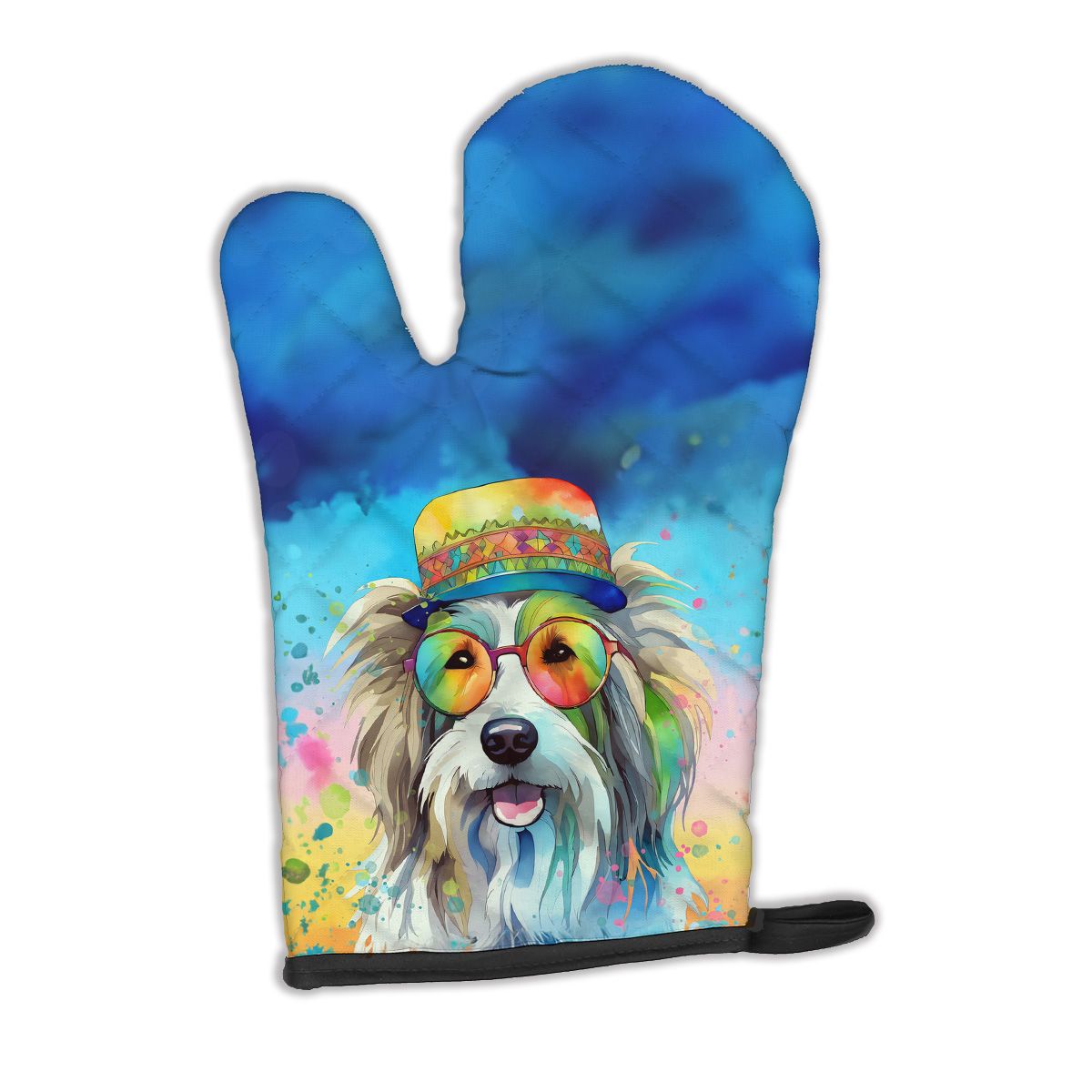 Bearded Collie Hippie Dawg Oven Mitt Heat Resistant Thick Oven Mitt for Hot Pans and Oven, Kitchen Mitt Protect Hands, Cooking Baking Glove