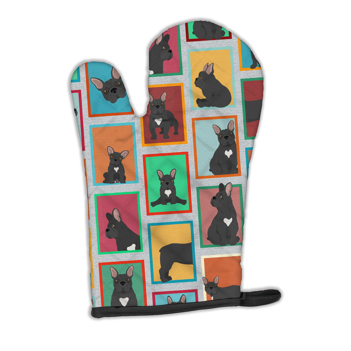 Lots of Black French Bulldog Oven Mitt Heat Resistant Thick Oven Mitt for Hot Pans and Oven, Kitchen Mitt Protect Hands, Cooking Baking Glove