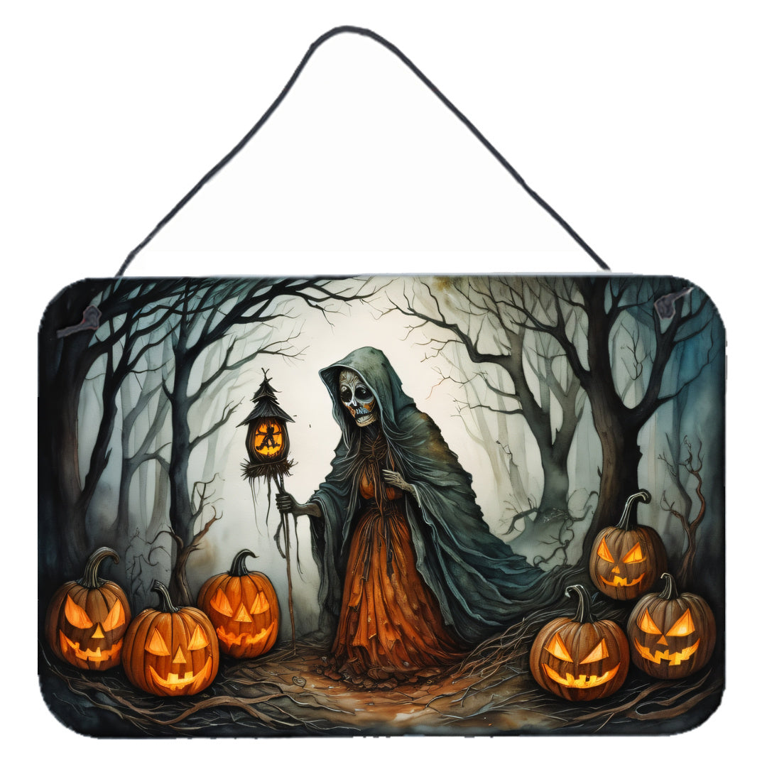 NEW The Weeping Woman Spooky Halloween Wall or Door Hanging Prints Aluminum Metal Sign Kitchen Wall Bar Bathroom Plaque Home Decor, 8HX12W, Multicolor