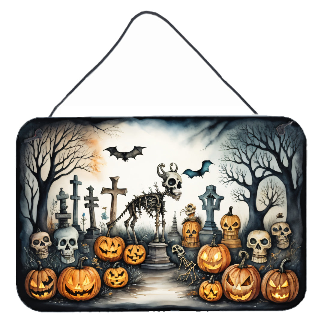 NEW Pet Cemetery Spooky Halloween Wall or Door Hanging Prints Aluminum Metal Sign Kitchen Wall Bar Bathroom Plaque Home Decor, 8HX12W, Multicolor