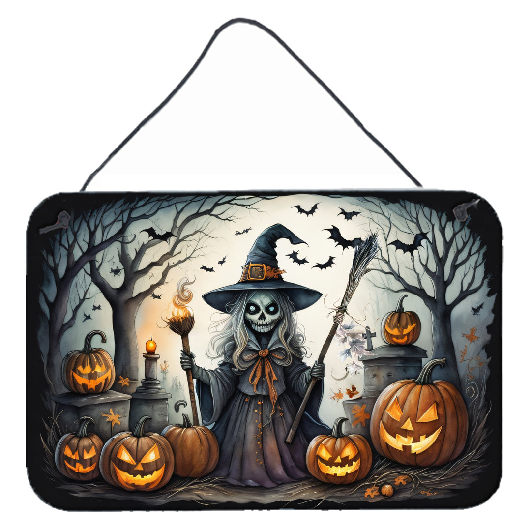 NEW Witch Spooky Halloween Wall or Door Hanging Prints Aluminum Metal Sign Kitchen Wall Bar Bathroom Plaque Home Decor, 8HX12W, Multicolor