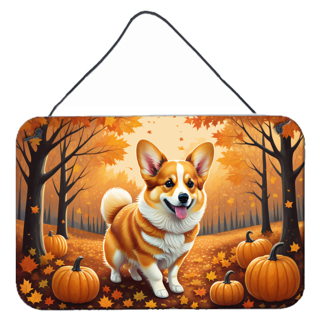 NEW Corgi Fall Wall or Door Hanging Prints Aluminum Metal Sign Kitchen Wall Bar Bathroom Plaque Home Decor, 8HX12W, Multicolor