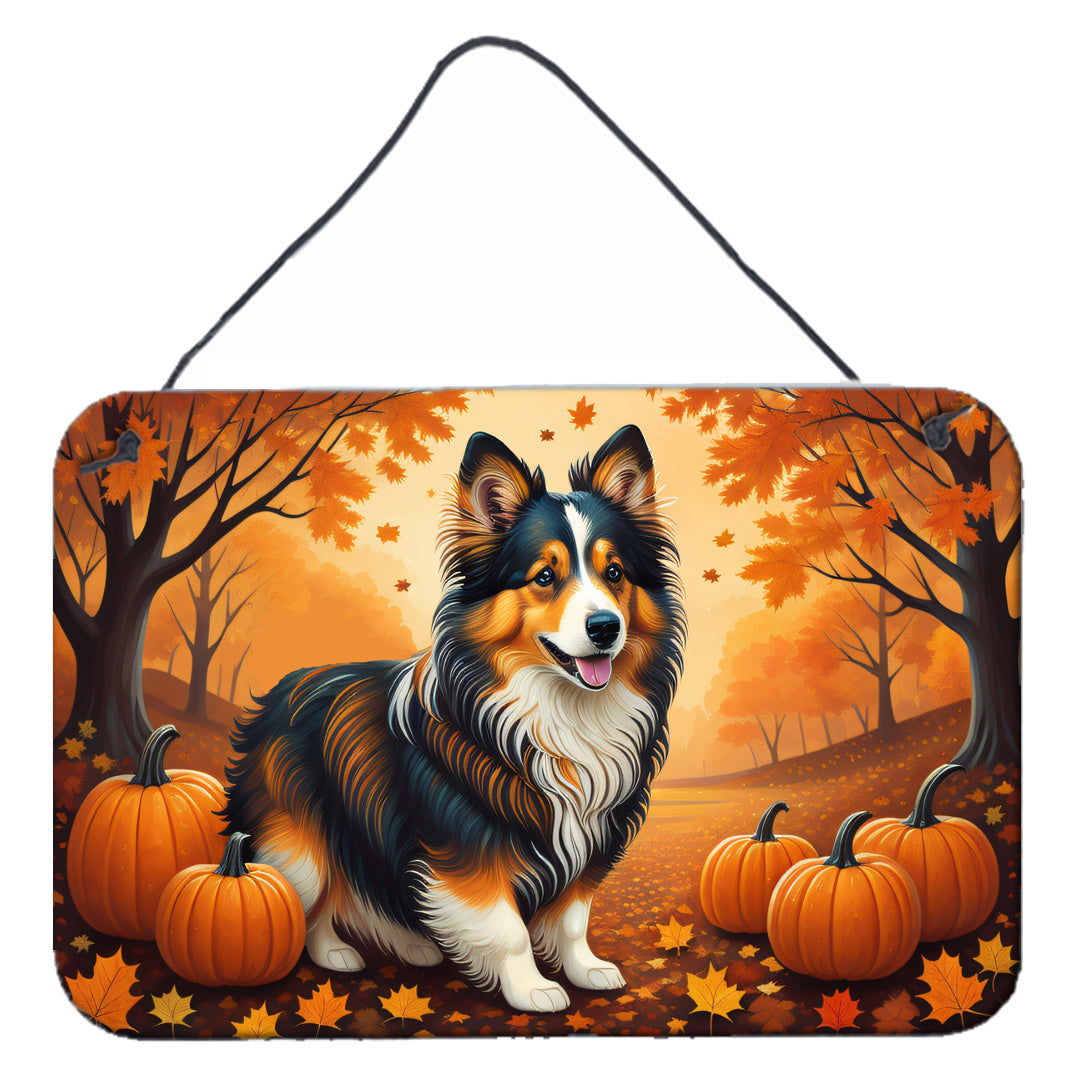 NEW Sheltie Fall Wall or Door Hanging Prints Aluminum Metal Sign Kitchen Wall Bar Bathroom Plaque Home Decor, 8HX12W, Multicolor