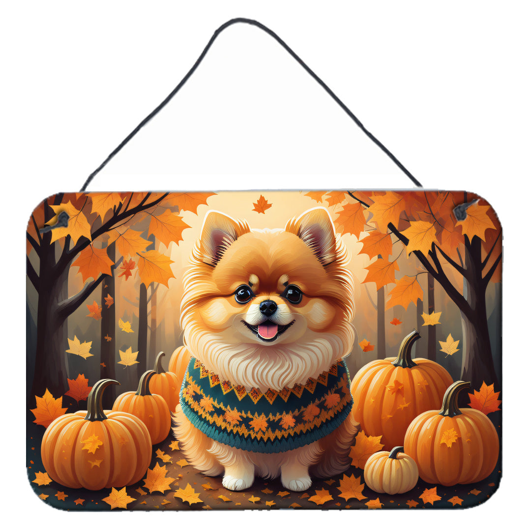 NEW Pomeranian Fall Wall or Door Hanging Prints Aluminum Metal Sign Kitchen Wall Bar Bathroom Plaque Home Decor, 8HX12W, Multicolor