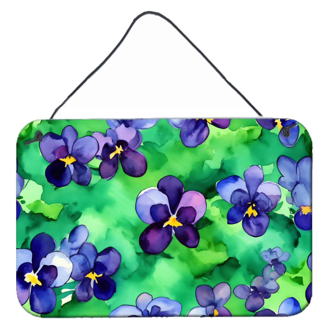 NEW Wisconsin Wood Violets in Watercolor Wall or Door Hanging Prints Aluminum Metal Sign Kitchen Wall Bar Bathroom Plaque Home Decor, 8HX12W, Multicolor