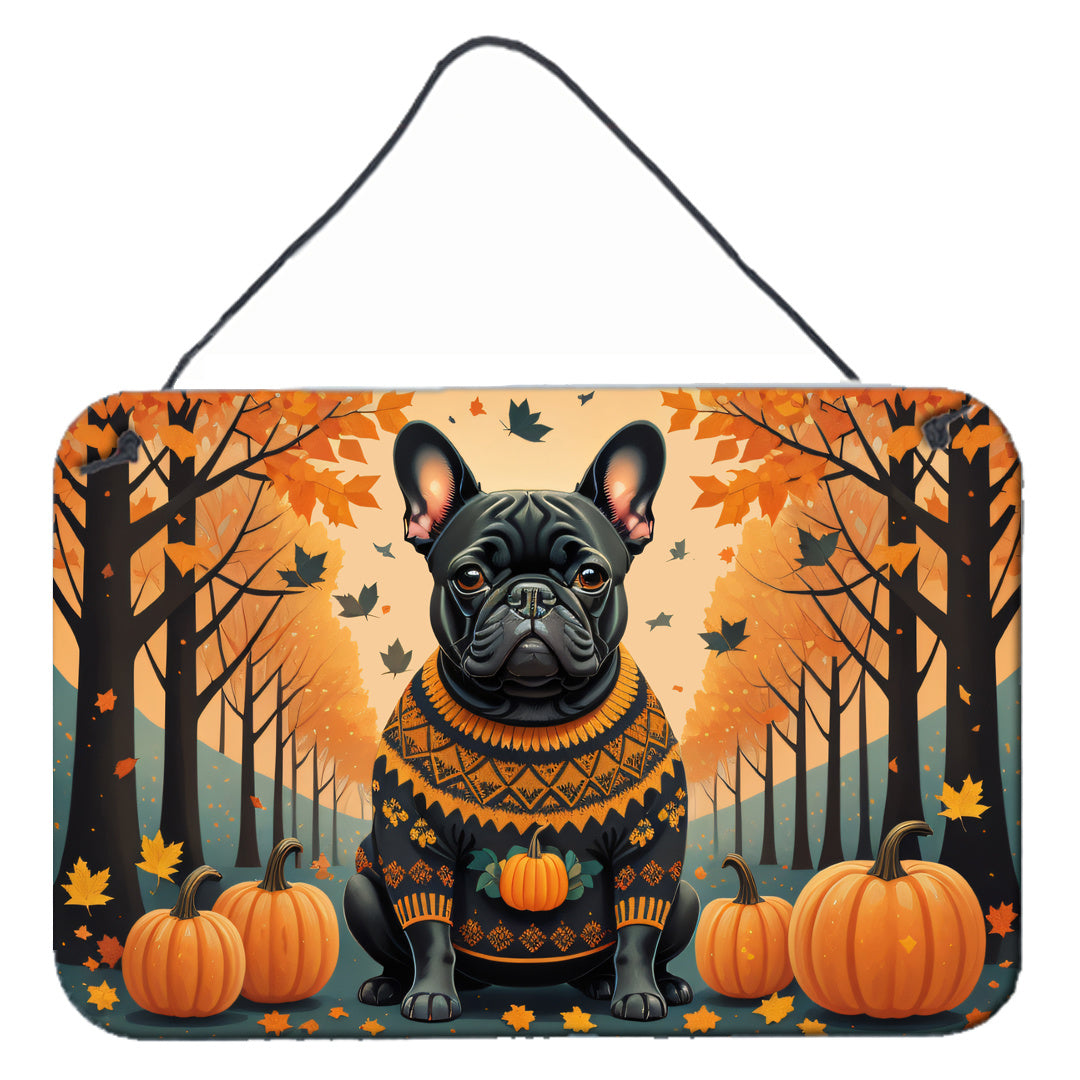NEW Black French Bulldog Fall Wall or Door Hanging Prints Aluminum Metal Sign Kitchen Wall Bar Bathroom Plaque Home Decor, 8HX12W, Multicolor