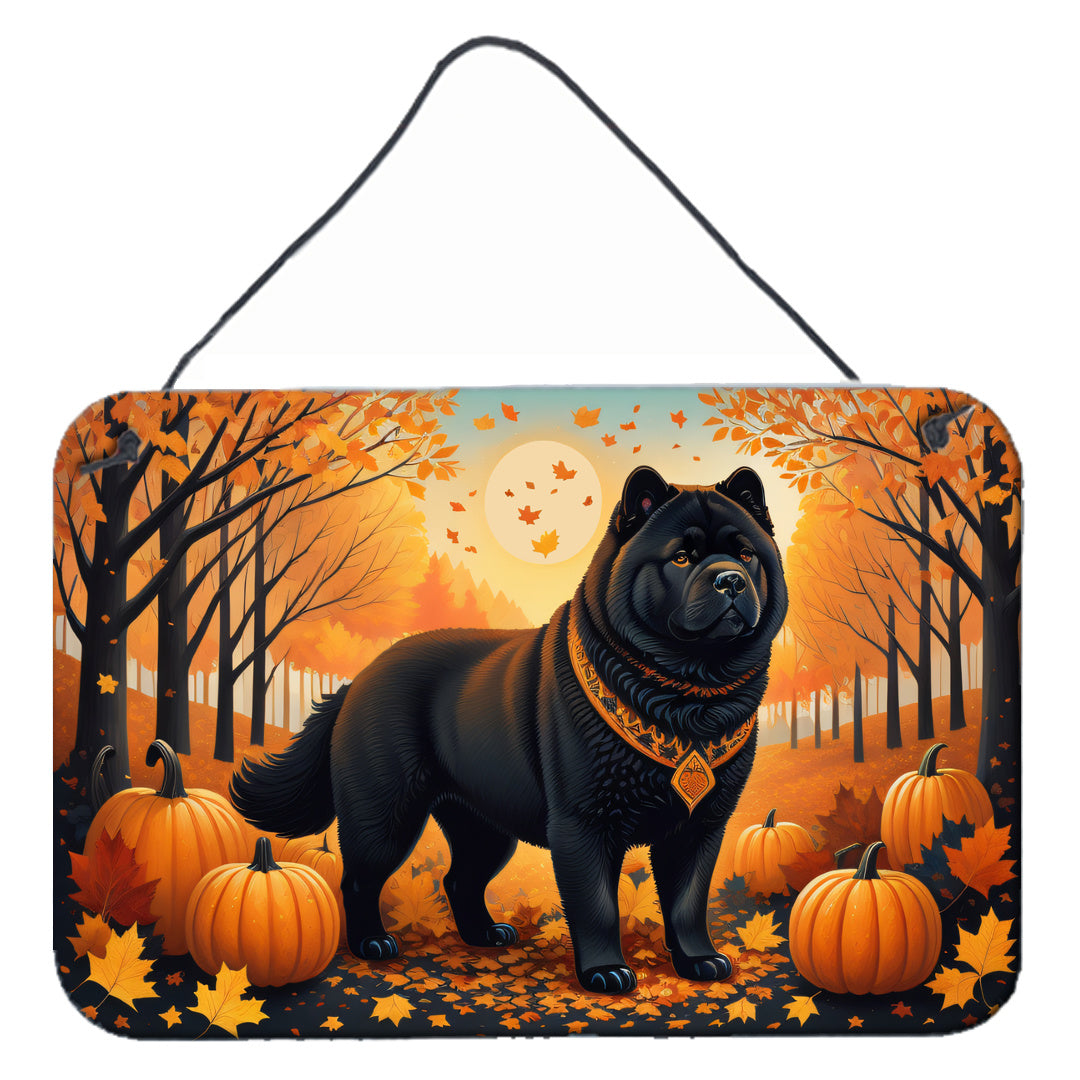 NEW Black Chow Chow Fall Wall or Door Hanging Prints Aluminum Metal Sign Kitchen Wall Bar Bathroom Plaque Home Decor, 8HX12W, Multicolor