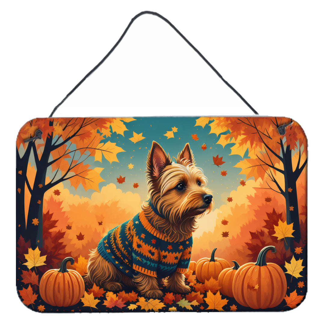 NEW Australian Terrier Terrier Fall Wall or Door Hanging Prints Aluminum Metal Sign Kitchen Wall Bar Bathroom Plaque Home Decor, 8HX12W, Multicolor
