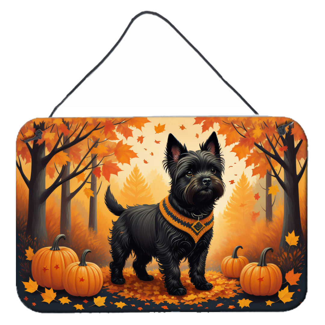 NEW Black Cairn Terrier Fall Wall or Door Hanging Prints Aluminum Metal Sign Kitchen Wall Bar Bathroom Plaque Home Decor, 8HX12W, Multicolor