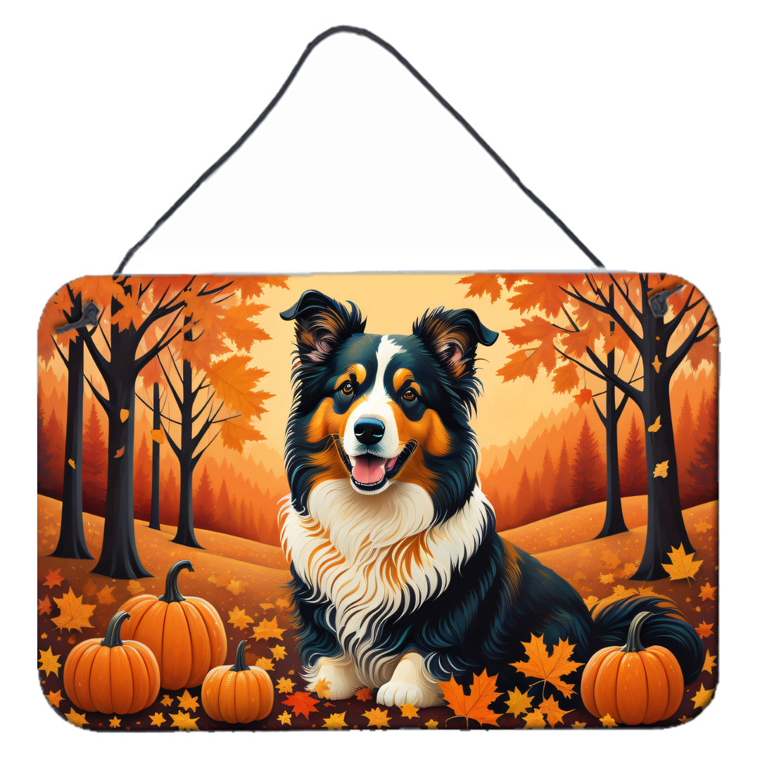 NEW Collie Fall Wall or Door Hanging Prints Aluminum Metal Sign Kitchen Wall Bar Bathroom Plaque Home Decor, 8HX12W, Multicolor