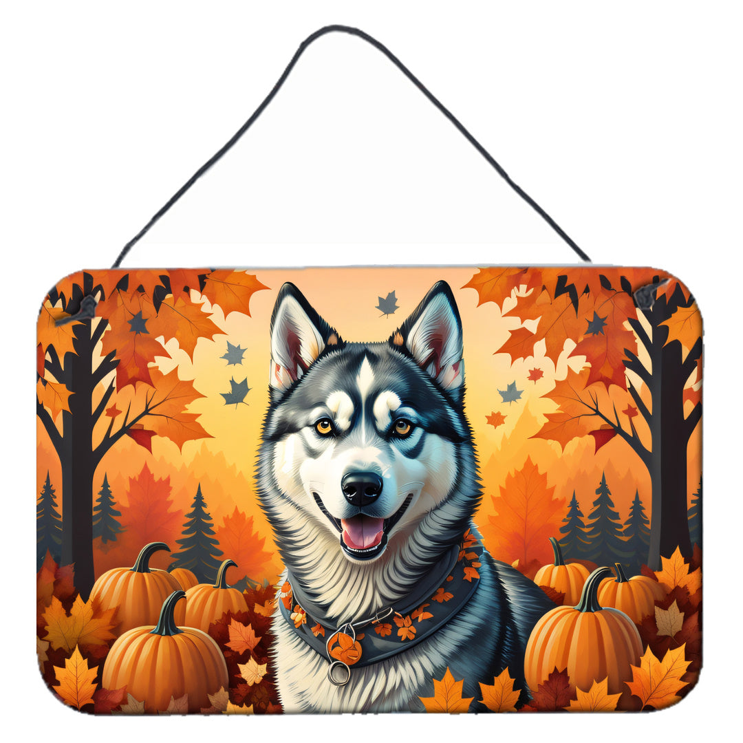 NEW Siberian Husky Fall Wall or Door Hanging Prints Aluminum Metal Sign Kitchen Wall Bar Bathroom Plaque Home Decor, 8HX12W, Multicolor