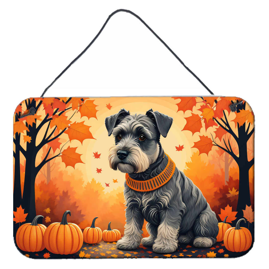 NEW Schnauzer Fall Wall or Door Hanging Prints Aluminum Metal Sign Kitchen Wall Bar Bathroom Plaque Home Decor, 8HX12W, Multicolor