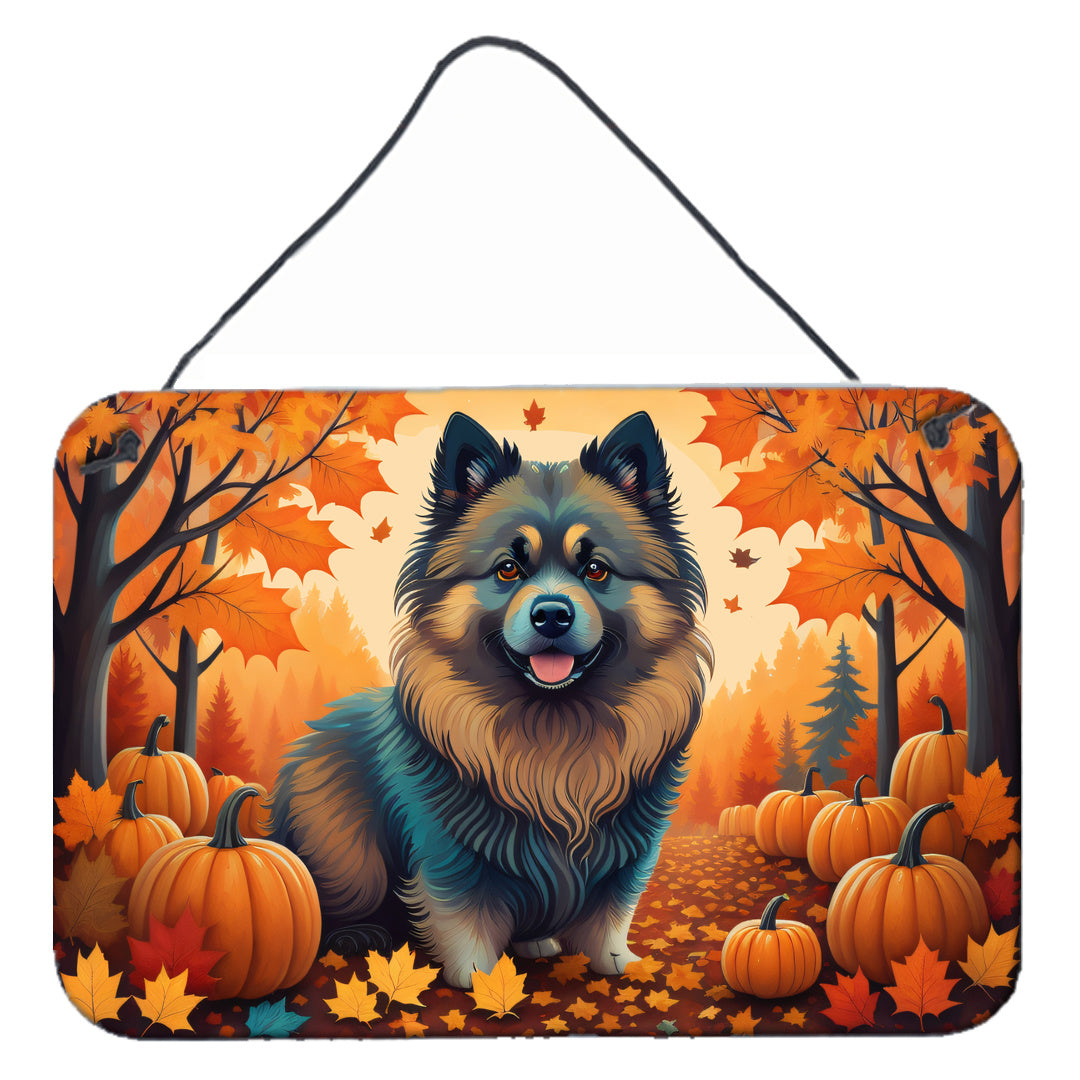 NEW Keeshond Fall Wall or Door Hanging Prints Aluminum Metal Sign Kitchen Wall Bar Bathroom Plaque Home Decor, 8HX12W, Multicolor