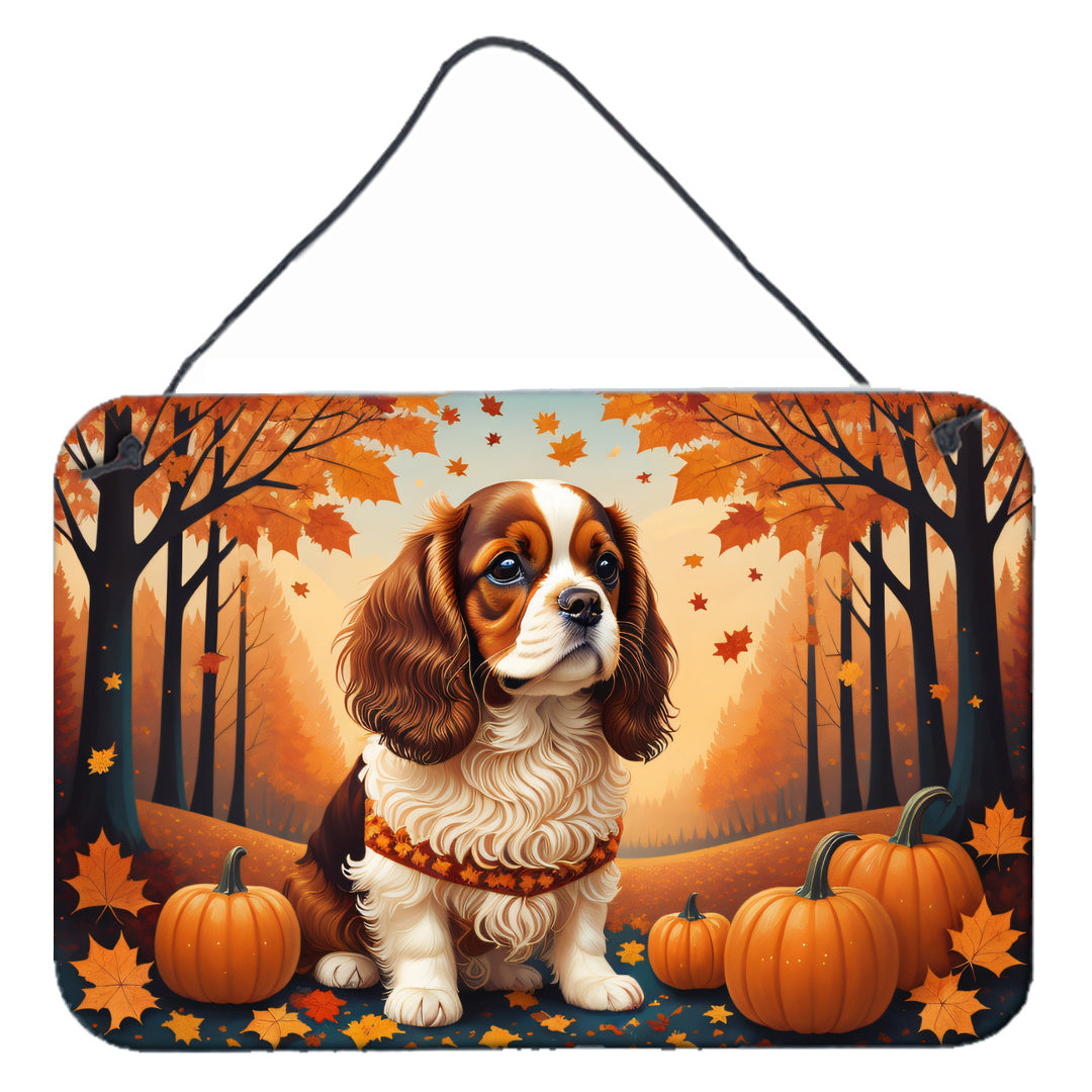 NEW Cavalier Spaniel Fall Wall or Door Hanging Prints Aluminum Metal Sign Kitchen Wall Bar Bathroom Plaque Home Decor, 8HX12W, Multicolor