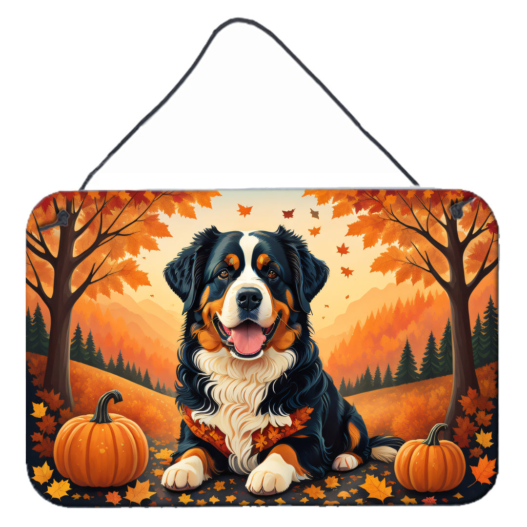 NEW Bernese Mountain Dog Fall Wall or Door Hanging Prints Aluminum Metal Sign Kitchen Wall Bar Bathroom Plaque Home Decor, 8HX12W, Multicolor