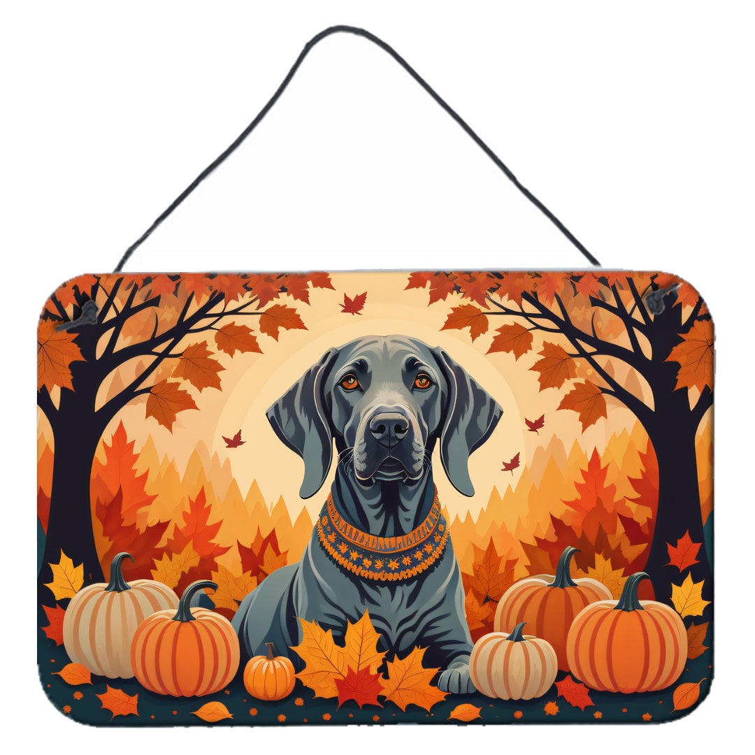 NEW Weimaraner Fall Wall or Door Hanging Prints Aluminum Metal Sign Kitchen Wall Bar Bathroom Plaque Home Decor, 8HX12W, Multicolor
