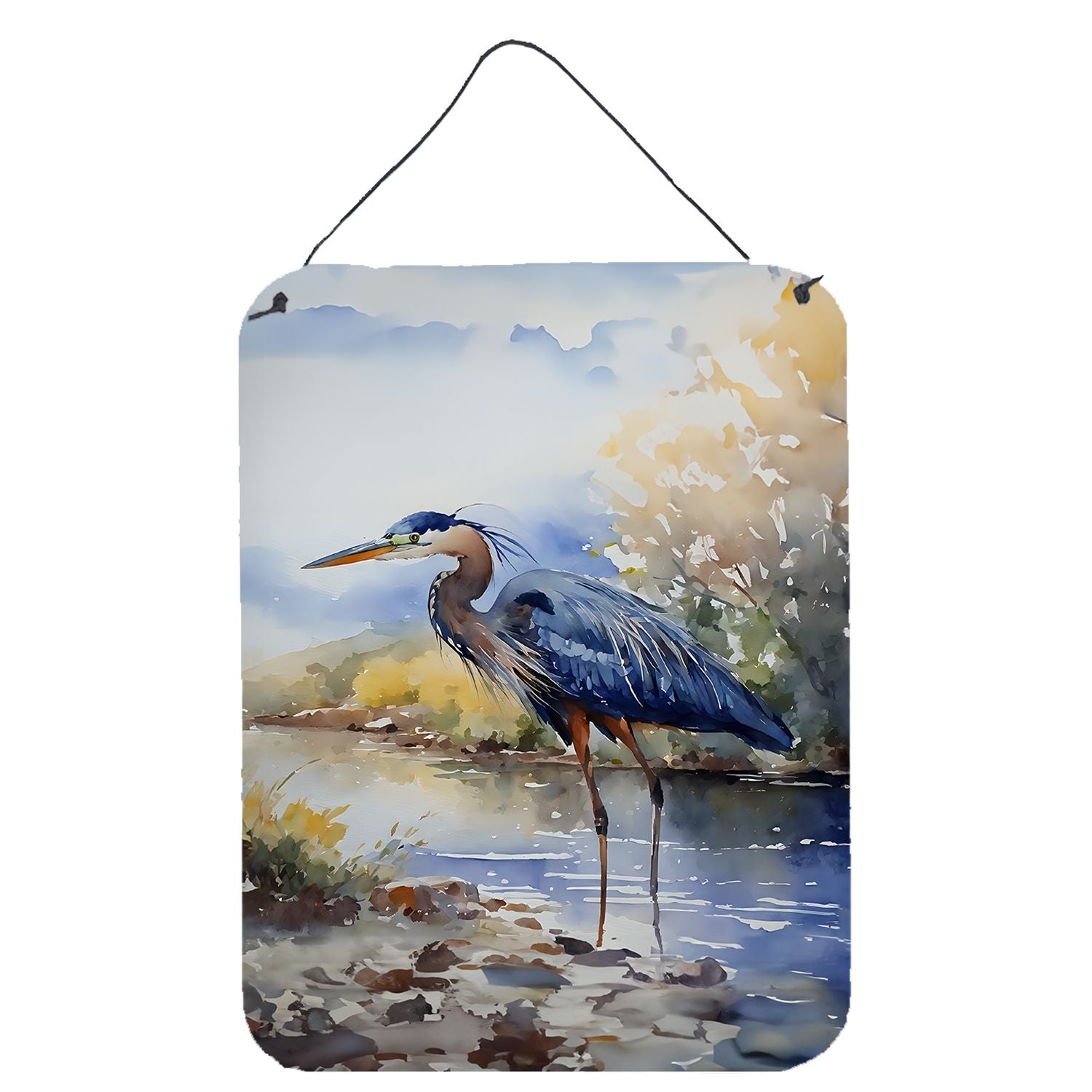 NEW Blue Heron Wall or Door Hanging Prints Aluminum Metal Sign Kitchen Wall Bar Bathroom Plaque Home Decor Front Door Plaque, 12x16, Multicolor