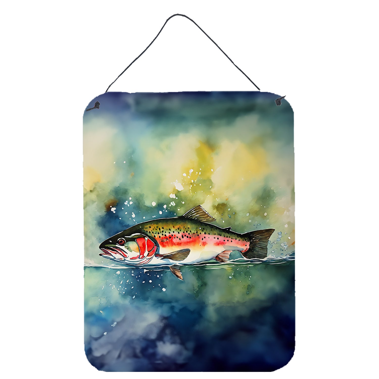 NEW Trout Wall or Door Hanging Prints Aluminum Metal Sign Kitchen Wall Bar Bathroom Plaque Home Decor Front Door Plaque, 12x16, Multicolor