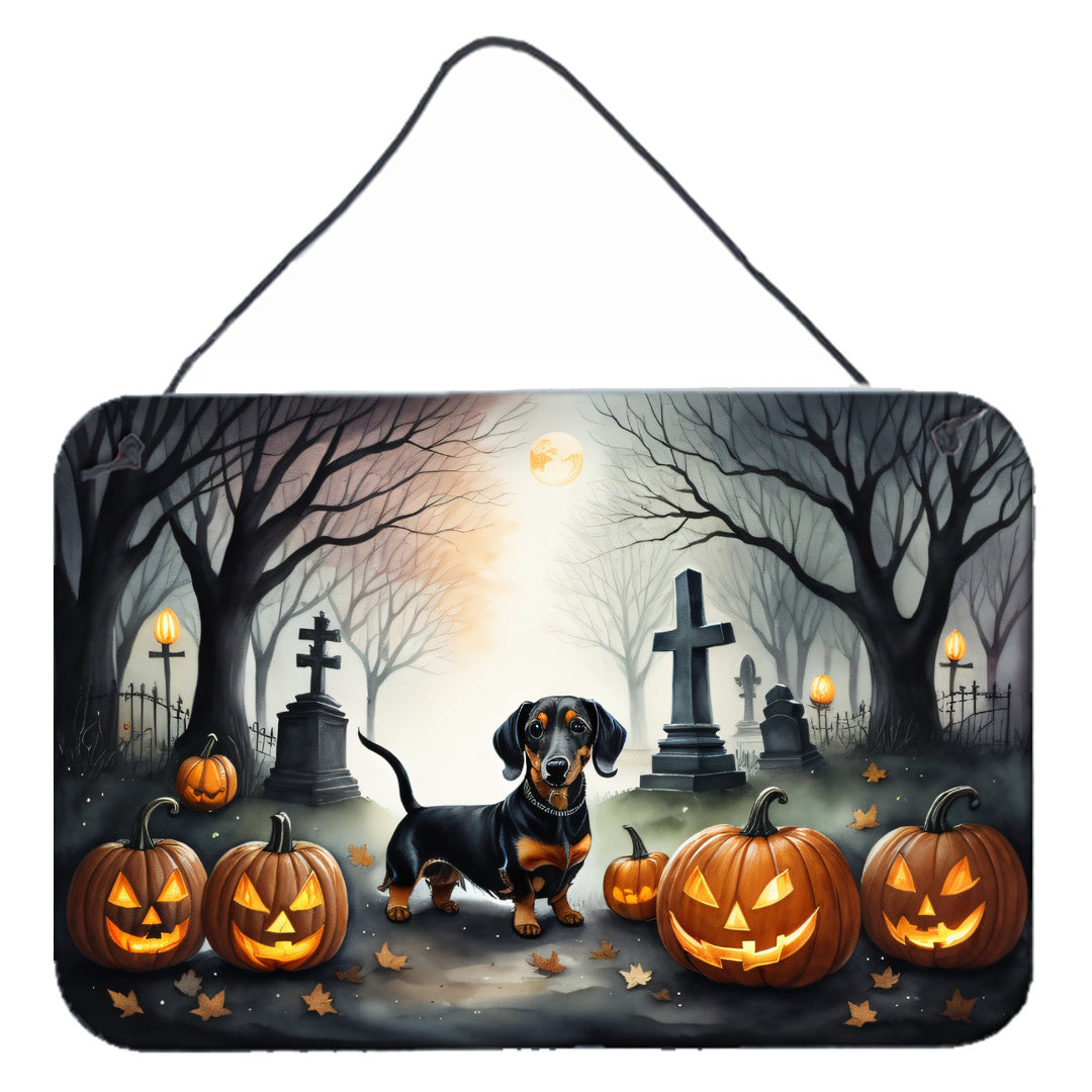 NEW Dachshund Spooky Halloween Wall or Door Hanging Prints Aluminum Metal Sign Kitchen Wall Bar Bathroom Plaque Home Decor, 8HX12W, Multicolor