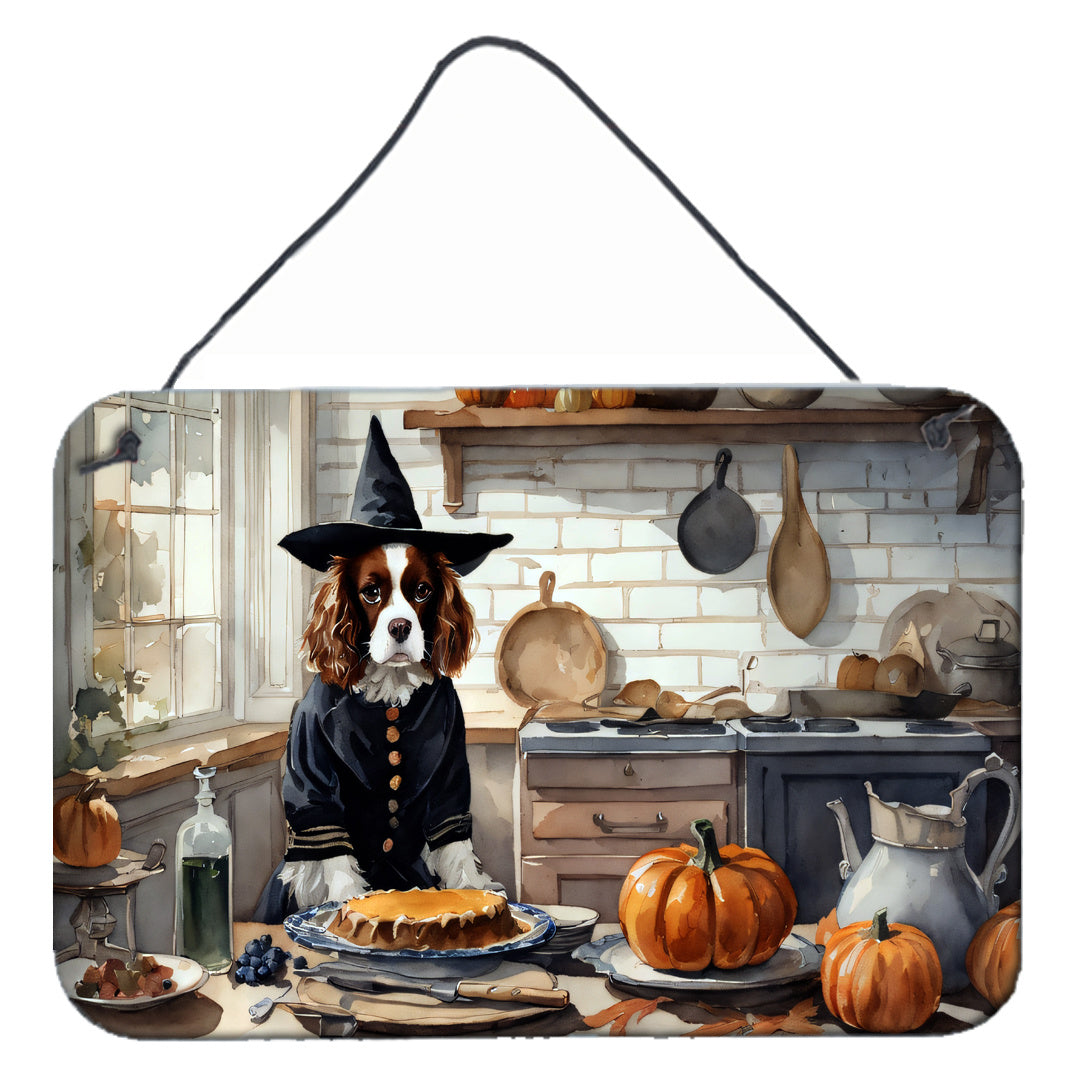 NEW Cavalier Spaniel Fall Kitchen Pumpkins Wall or Door Hanging Prints Aluminum Metal Sign Kitchen Wall Bar Bathroom Plaque Home Decor, 8HX12W, Multicolor