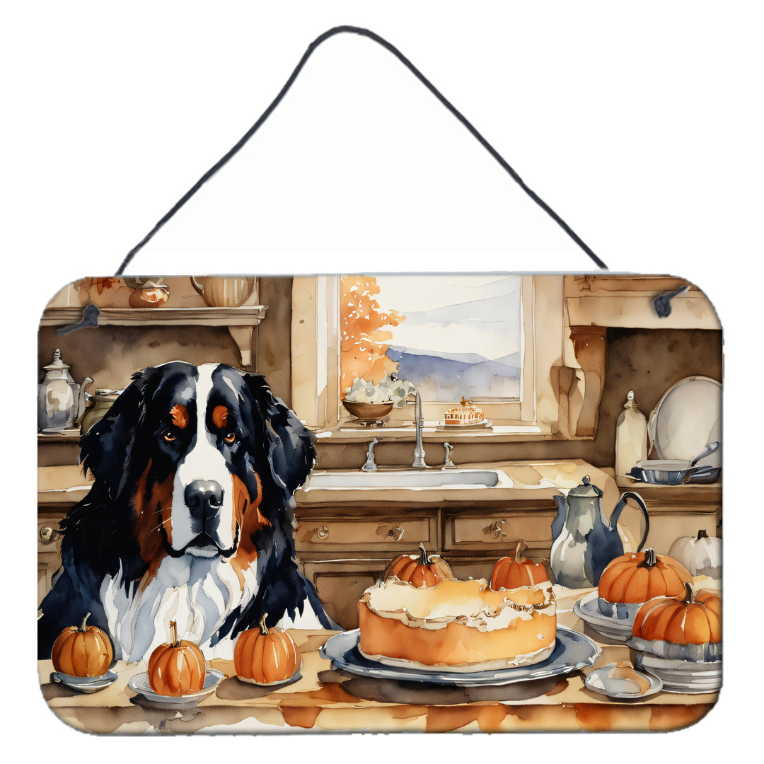 NEW Bernese Mountain Dog Fall Kitchen Pumpkins Wall or Door Hanging Prints Aluminum Metal Sign Kitchen Wall Bar Bathroom Plaque Home Decor, 8HX12W, Multicolor