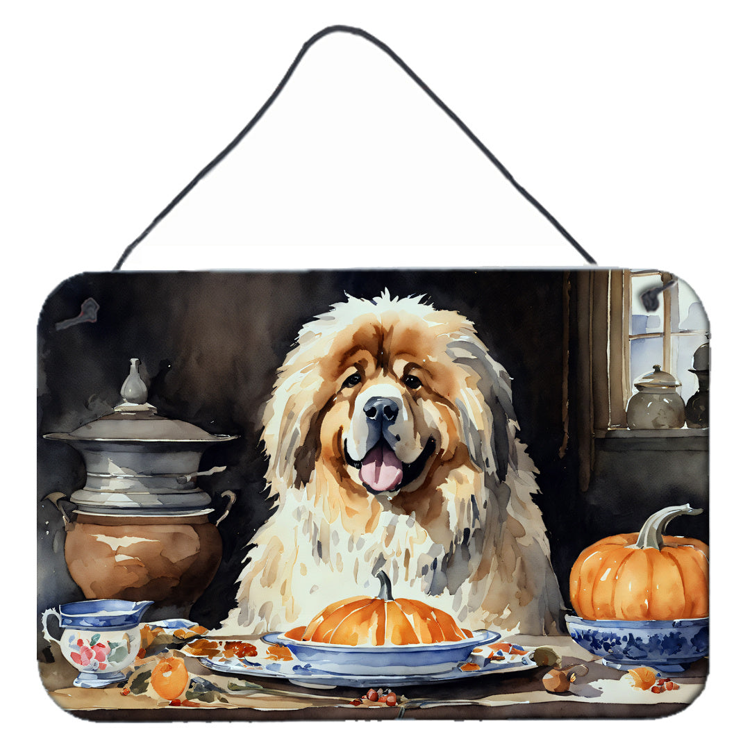 NEW Tibetan Mastiff Fall Kitchen Pumpkins Wall or Door Hanging Prints Aluminum Metal Sign Kitchen Wall Bar Bathroom Plaque Home Decor, 8HX12W, Multicolor