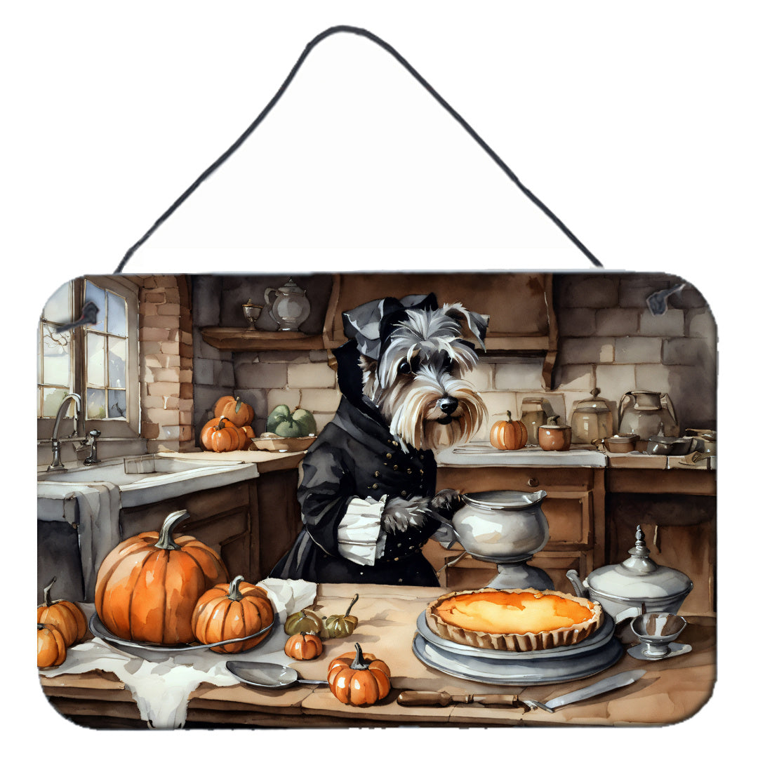 NEW Schnauzer Fall Kitchen Pumpkins Wall or Door Hanging Prints Aluminum Metal Sign Kitchen Wall Bar Bathroom Plaque Home Decor, 8HX12W, Multicolor