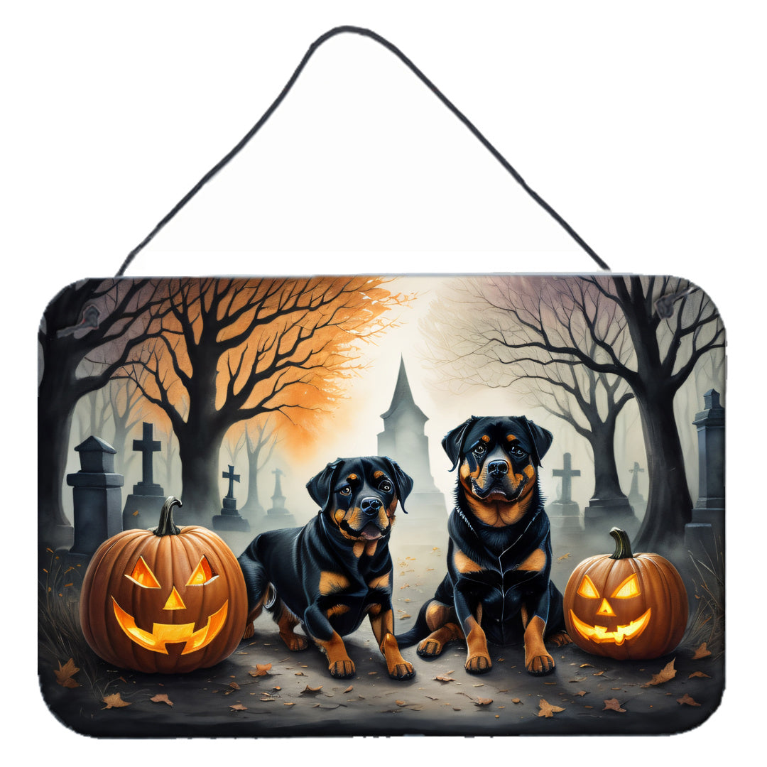 NEW Rottweiler Spooky Halloween Wall or Door Hanging Prints Aluminum Metal Sign Kitchen Wall Bar Bathroom Plaque Home Decor, 8HX12W, Multicolor