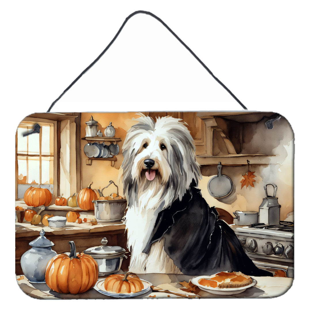 NEW Bearded Collie Fall Kitchen Pumpkins Wall or Door Hanging Prints Aluminum Metal Sign Kitchen Wall Bar Bathroom Plaque Home Decor, 8HX12W, Multicolor