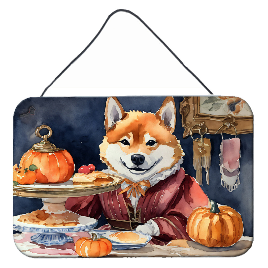 NEW Shiba Inu Fall Kitchen Pumpkins Wall or Door Hanging Prints Aluminum Metal Sign Kitchen Wall Bar Bathroom Plaque Home Decor, 8HX12W, Multicolor