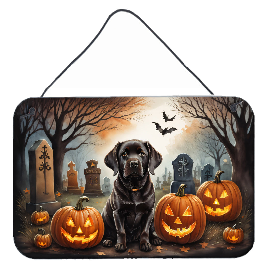 NEW Chocolate Labrador Retriever Spooky Halloween Wall or Door Hanging Prints Aluminum Metal Sign Kitchen Wall Bar Bathroom Plaque Home Decor, 8HX12W, Multicolor