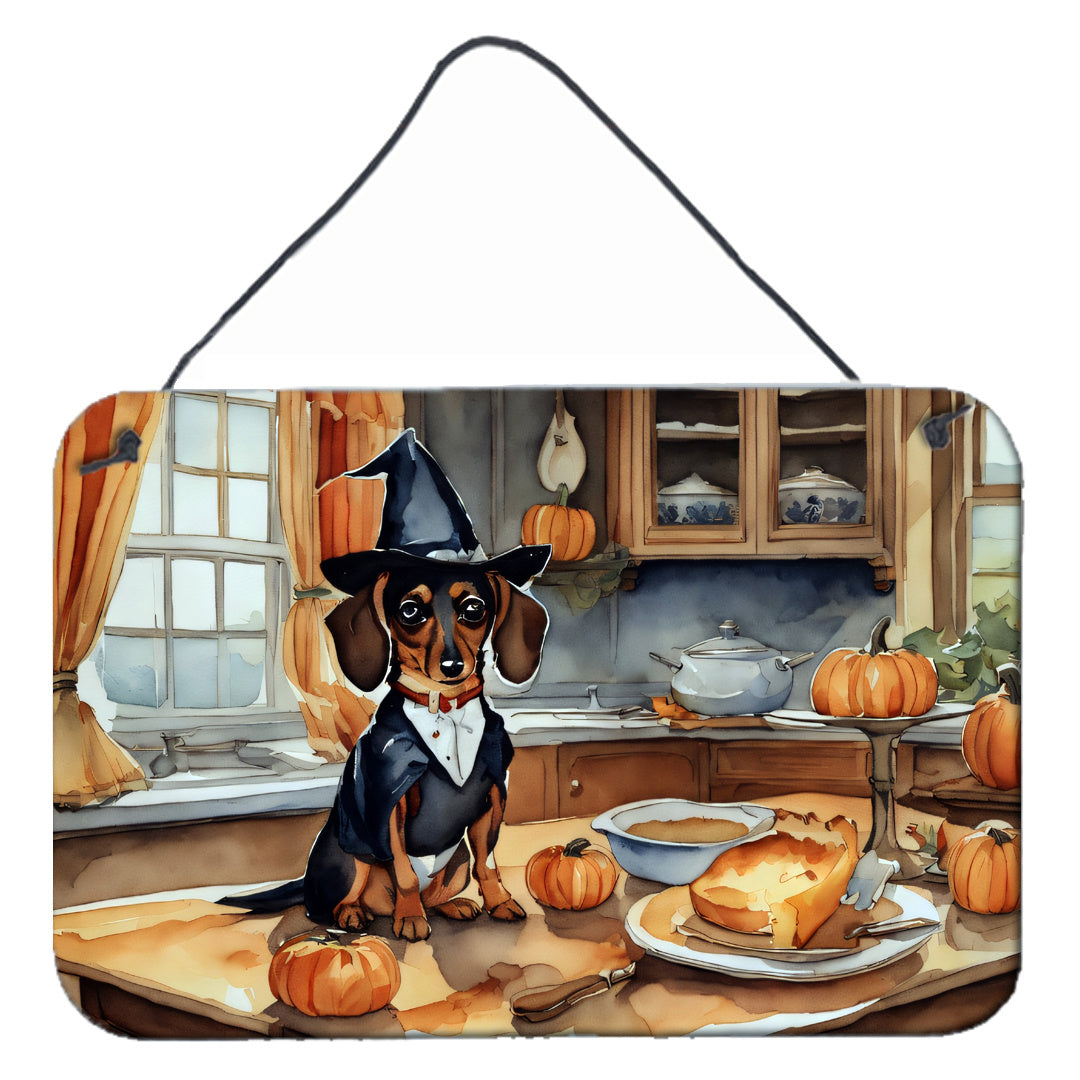 NEW Dachshund Fall Kitchen Pumpkins Wall or Door Hanging Prints Aluminum Metal Sign Kitchen Wall Bar Bathroom Plaque Home Decor, 8HX12W, Multicolor