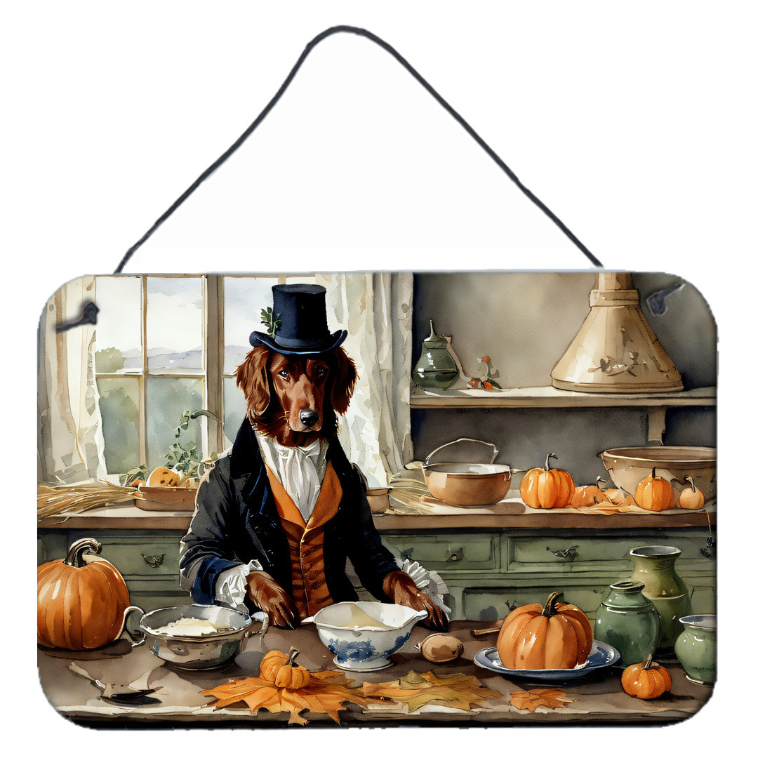 NEW Irish Setter Fall Kitchen Pumpkins Wall or Door Hanging Prints Aluminum Metal Sign Kitchen Wall Bar Bathroom Plaque Home Decor, 8HX12W, Multicolor