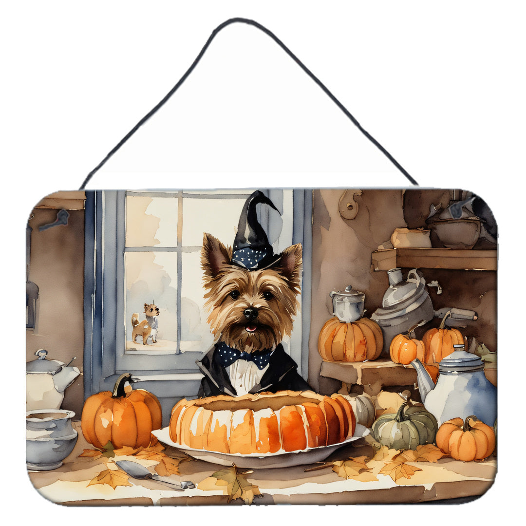 NEW Cairn Terrier Fall Kitchen Pumpkins Wall or Door Hanging Prints Aluminum Metal Sign Kitchen Wall Bar Bathroom Plaque Home Decor, 8HX12W, Multicolor