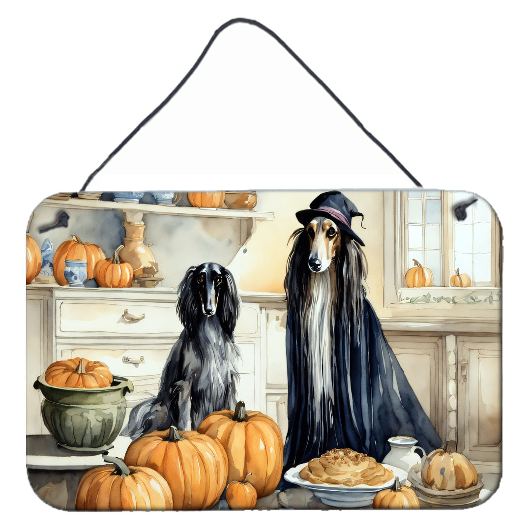 NEW Afghan Hound Fall Kitchen Pumpkins Wall or Door Hanging Prints Aluminum Metal Sign Kitchen Wall Bar Bathroom Plaque Home Decor, 8HX12W, Multicolor