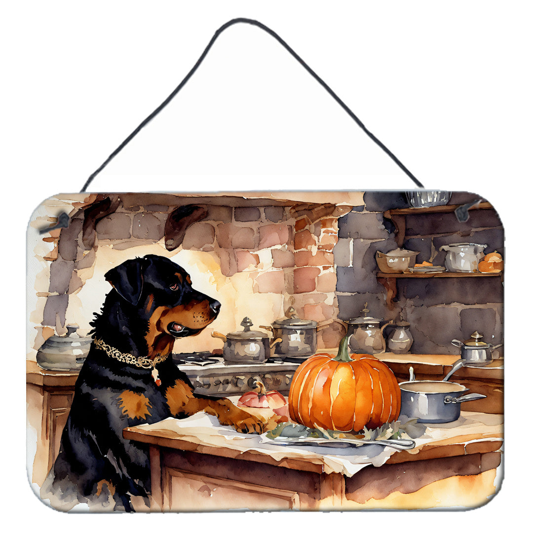 NEW Rottweiler Fall Kitchen Pumpkins Wall or Door Hanging Prints Aluminum Metal Sign Kitchen Wall Bar Bathroom Plaque Home Decor, 8HX12W, Multicolor