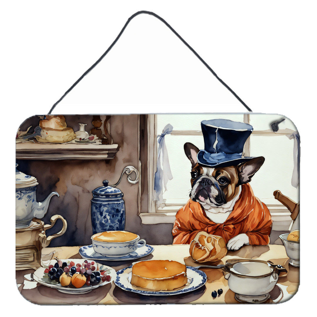 NEW French Bulldog Fall Kitchen Pumpkins Wall or Door Hanging Prints Aluminum Metal Sign Kitchen Wall Bar Bathroom Plaque Home Decor, 8HX12W, Multicolor