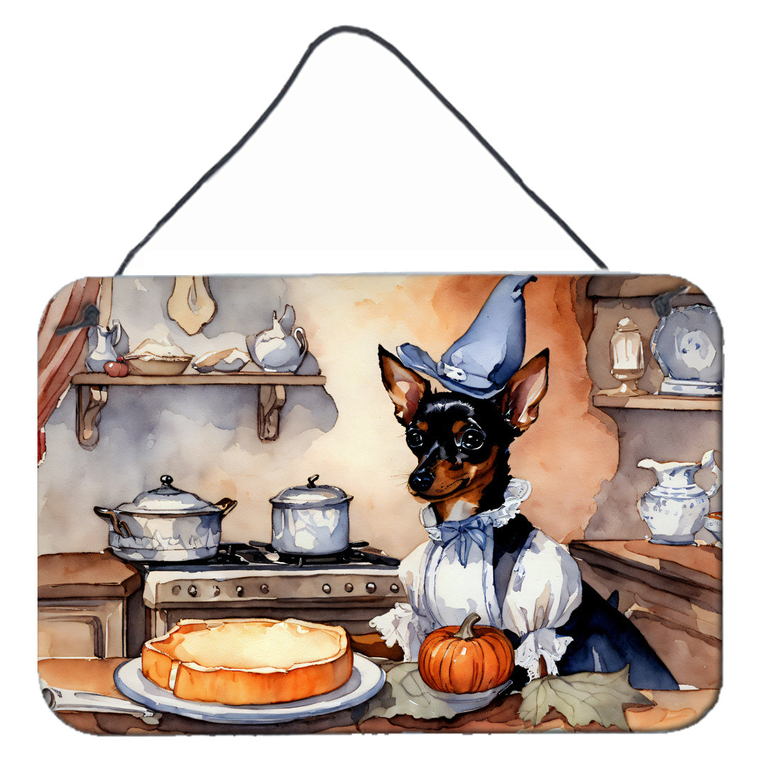 NEW Miniature Pinscher Fall Kitchen Pumpkins Wall or Door Hanging Prints Aluminum Metal Sign Kitchen Wall Bar Bathroom Plaque Home Decor, 8HX12W, Multicolor