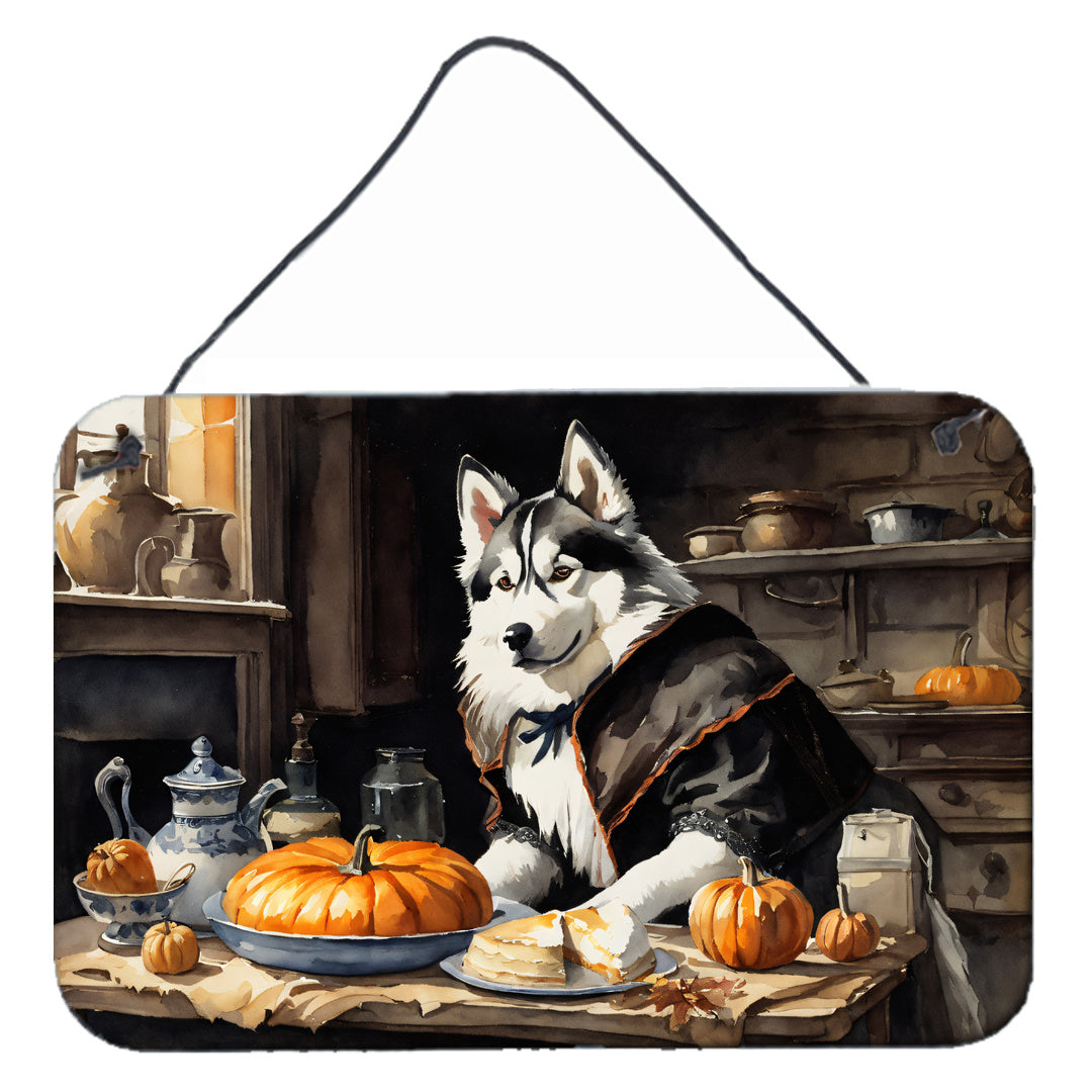 NEW Siberian Husky Fall Kitchen Pumpkins Wall or Door Hanging Prints Aluminum Metal Sign Kitchen Wall Bar Bathroom Plaque Home Decor, 8HX12W, Multicolor