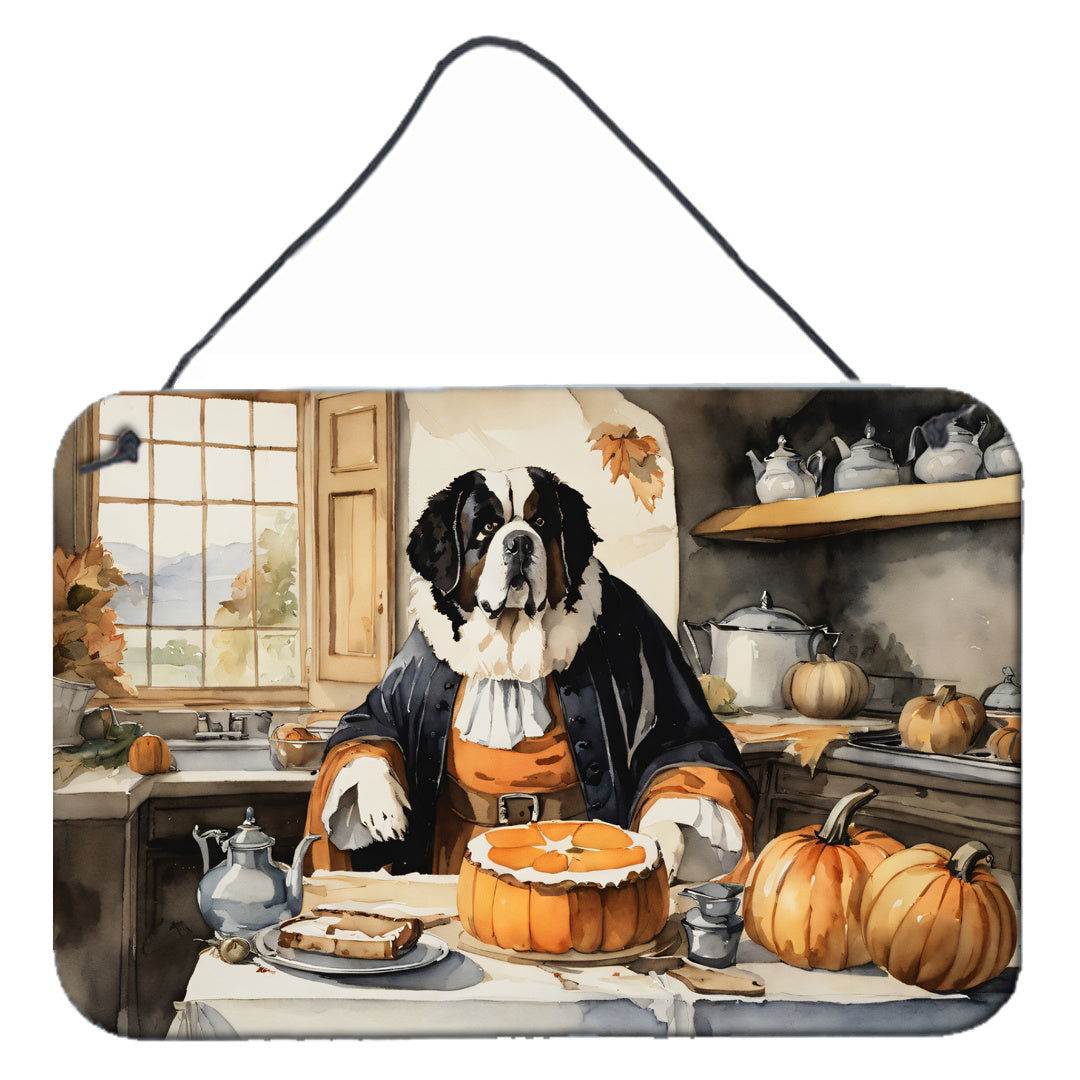 NEW Saint Bernard Fall Kitchen Pumpkins Wall or Door Hanging Prints Aluminum Metal Sign Kitchen Wall Bar Bathroom Plaque Home Decor, 8HX12W, Multicolor