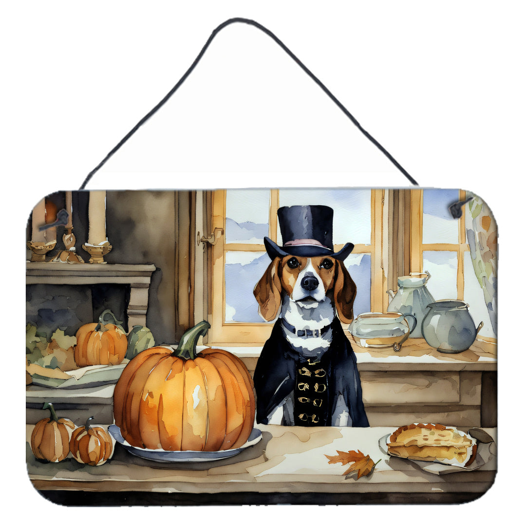 NEW Beagle Fall Kitchen Pumpkins Wall or Door Hanging Prints Aluminum Metal Sign Kitchen Wall Bar Bathroom Plaque Home Decor, 8HX12W, Multicolor