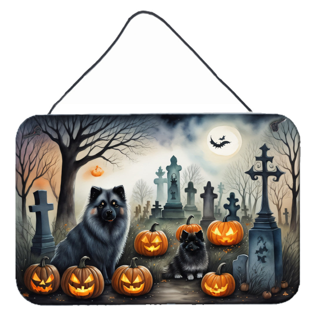 NEW Keeshond Spooky Halloween Wall or Door Hanging Prints Aluminum Metal Sign Kitchen Wall Bar Bathroom Plaque Home Decor, 8HX12W, Multicolor