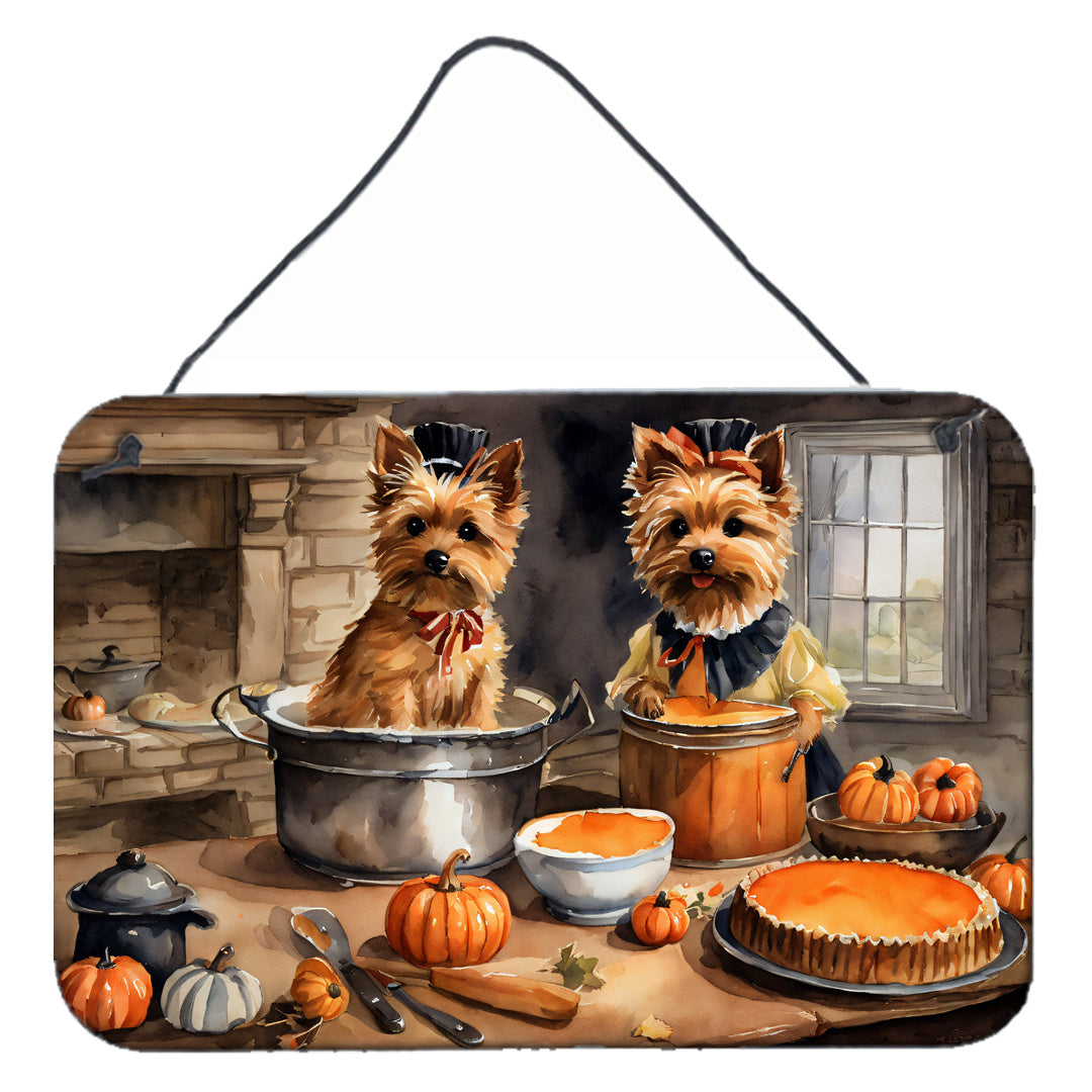 NEW Norwich Terrier Fall Kitchen Pumpkins Wall or Door Hanging Prints Aluminum Metal Sign Kitchen Wall Bar Bathroom Plaque Home Decor, 8HX12W, Multicolor