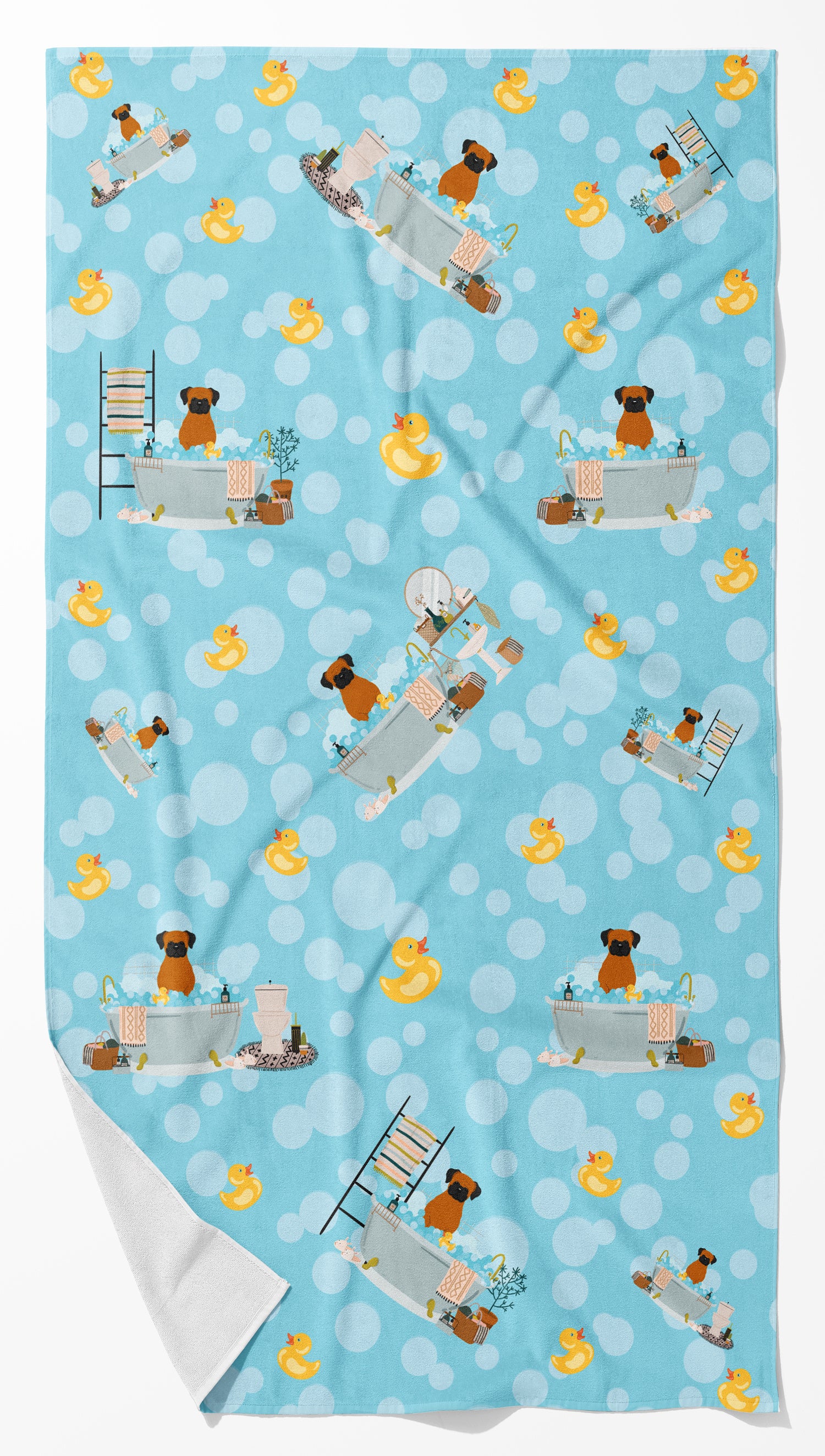 Fawn Boxer in Bathtub Bath Towel Large Oversized Plush Fitness Body Towel, Ultra Soft Absorbent Quick Drying, 42"L x 24"W