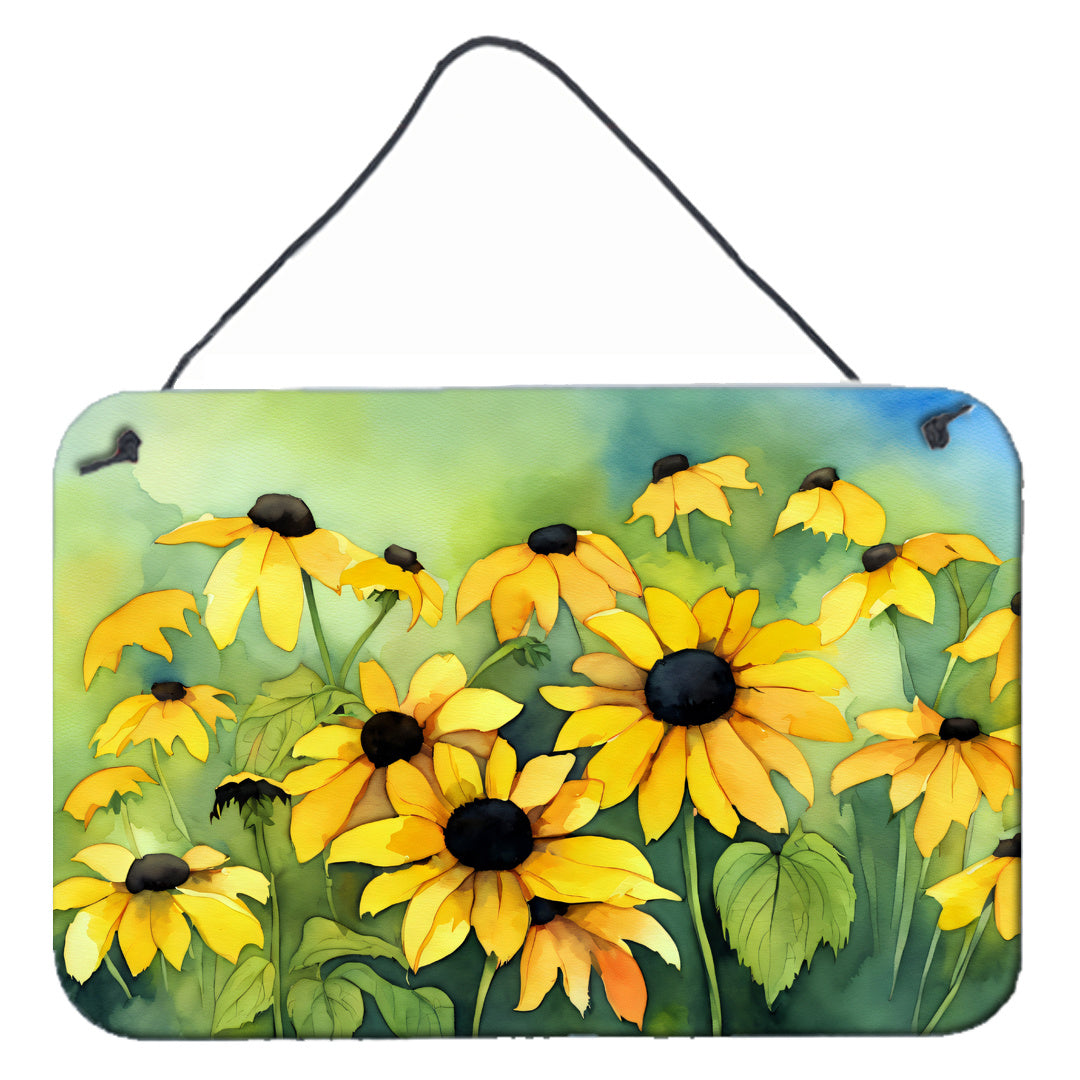 NEW Maryland Black-Eyed Susans in Watercolor Wall or Door Hanging Prints Aluminum Metal Sign Kitchen Wall Bar Bathroom Plaque Home Decor, 8HX12W, Multicolor