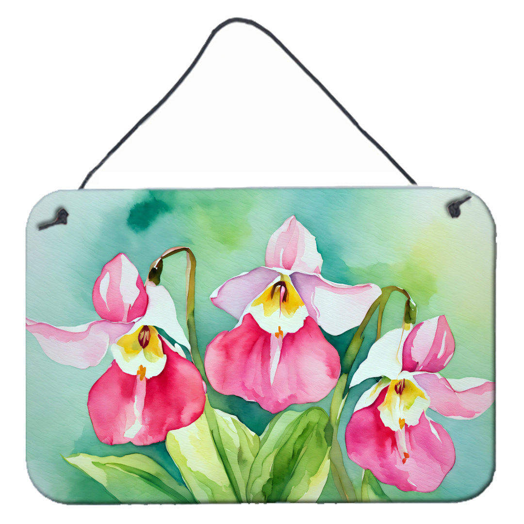 NEW Minnesota Pink and White Lady s Slippers in Watercolor Wall or Door Hanging Prints Aluminum Metal Sign Kitchen Wall Bar Bathroom Plaque Home Decor, 8HX12W, Multicolor